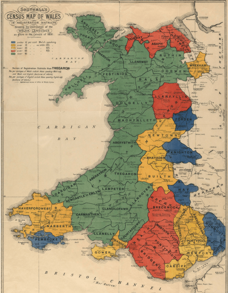Map o Gymru Southall's Census 1891